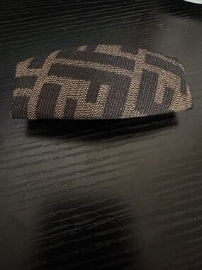 Fendi Brown and Black Logo Fabric Hair Barrette